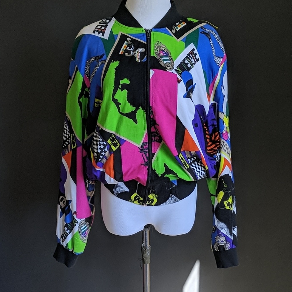 Vintage 1980s Cotton Paris Neon Punk Jacket